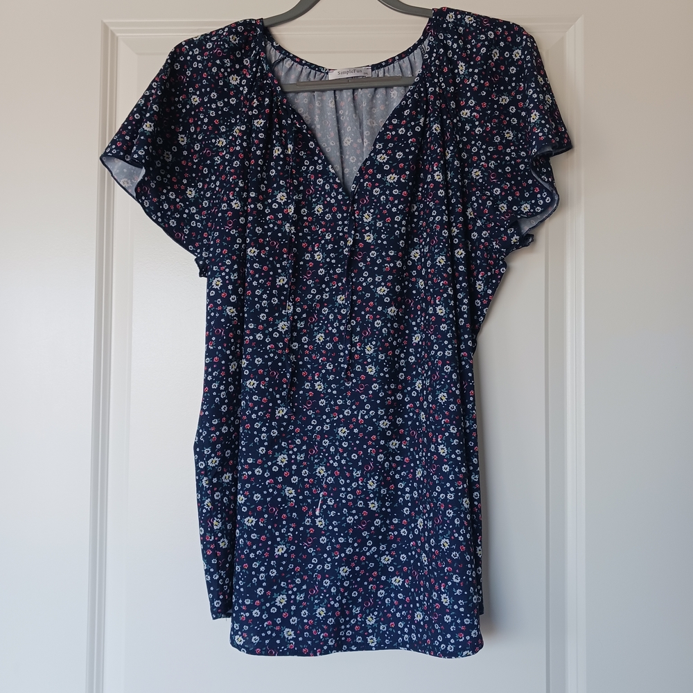Simple Blue Floral Top